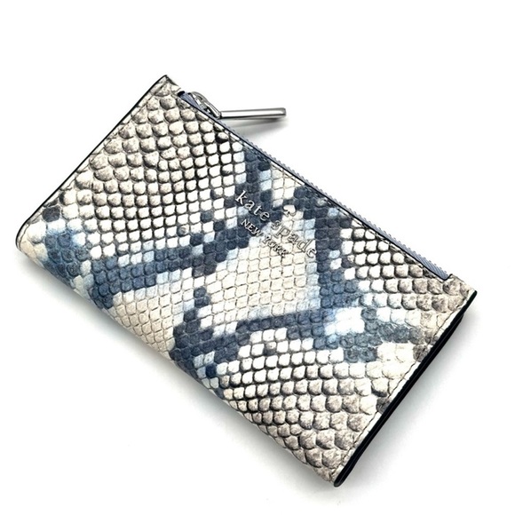 kate spade Handbags - Kate Spade Leila Small Slim Bifold Wallet Snakeskin Blue (NWT)